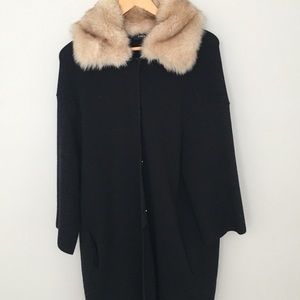 Faux fur trim coat/cardigan/coatigan